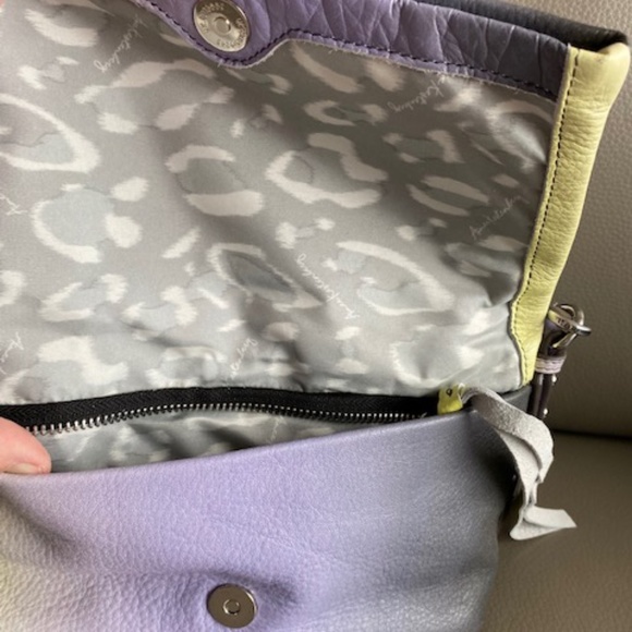 Aimee Kestenberg "Ombre Reef" crossbody leather purse gradient purple lime - NEW - Picture 15 of 16